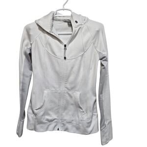 Athleta White Full Zip Hoodie XS Thumbhole Athleisure
